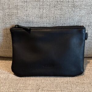 Calpak Faux Leather Zip Pouch Black